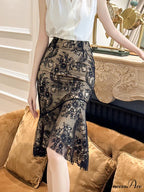 Vintage Flexible Lace Enveloped Mermaid High Waist Skirt