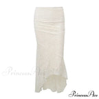 Vintage Floral Lace Corset Top and Skirt Sets Sexy Backless Bandage Midi Dress