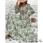 Vintage Flower Pattern A-line Boho Dress