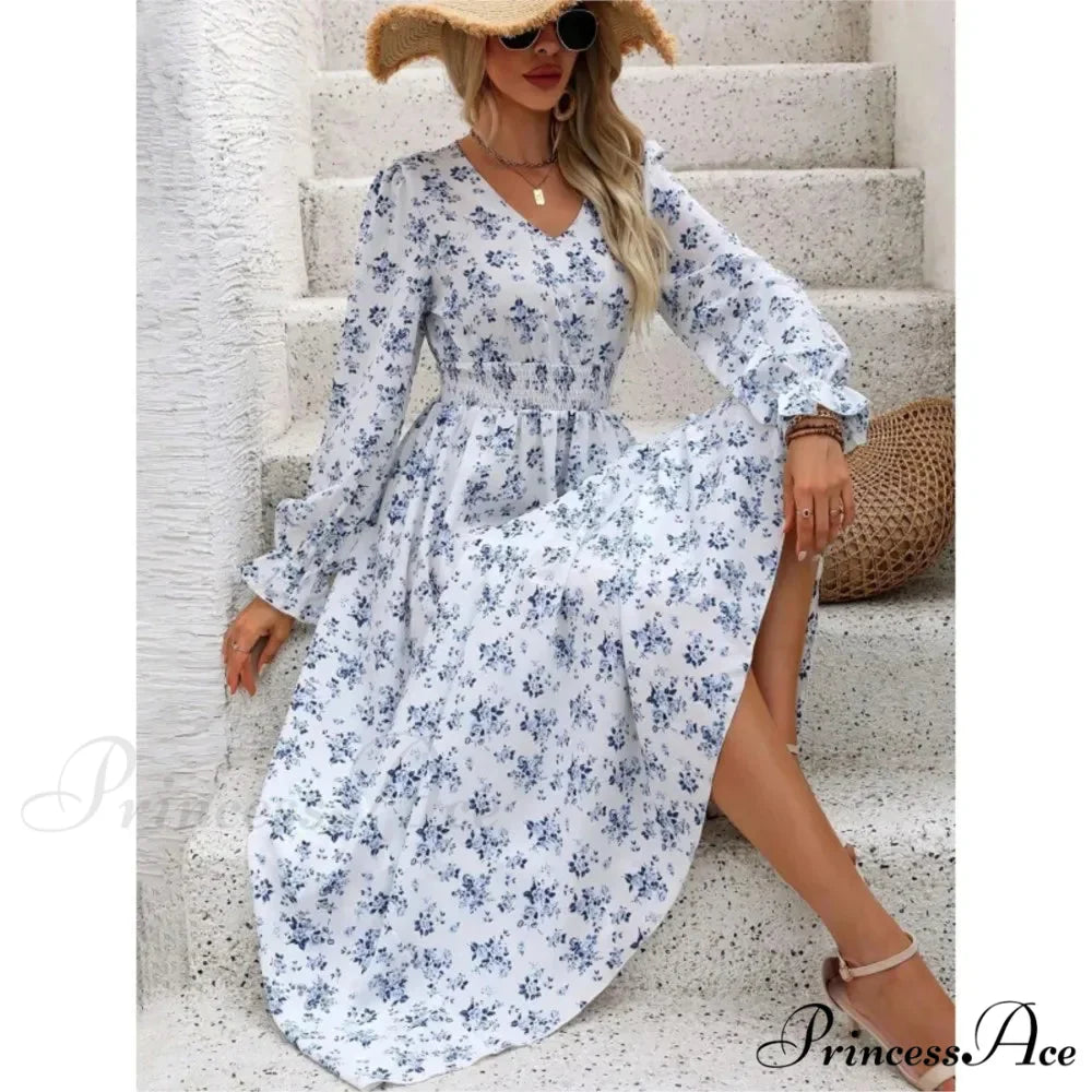 Vintage Flower Pattern A-line Boho Dress