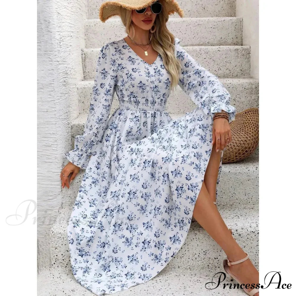 Vintage Flower Pattern A-line Boho Dress