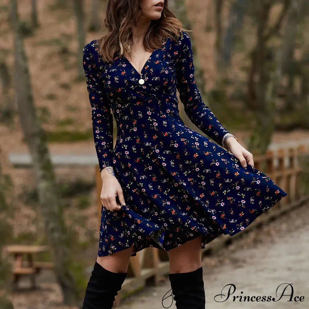 Vintage Flower Swing Midi Flower Dress