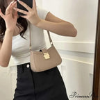 Vintage Gold Clasp Brown Shoulder Purse