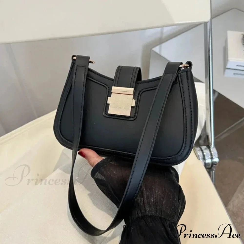 Vintage Gold Clasp Brown Shoulder Purse