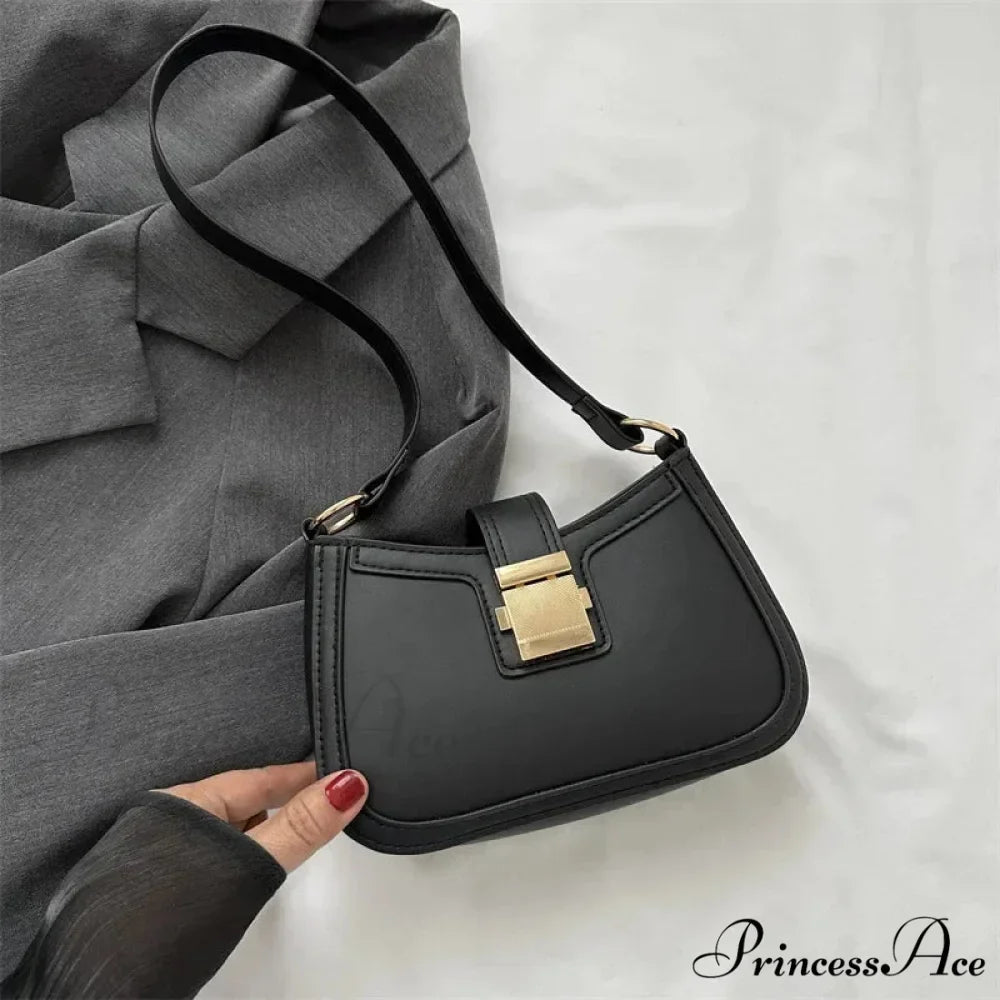 Vintage Gold Clasp Brown Shoulder Purse