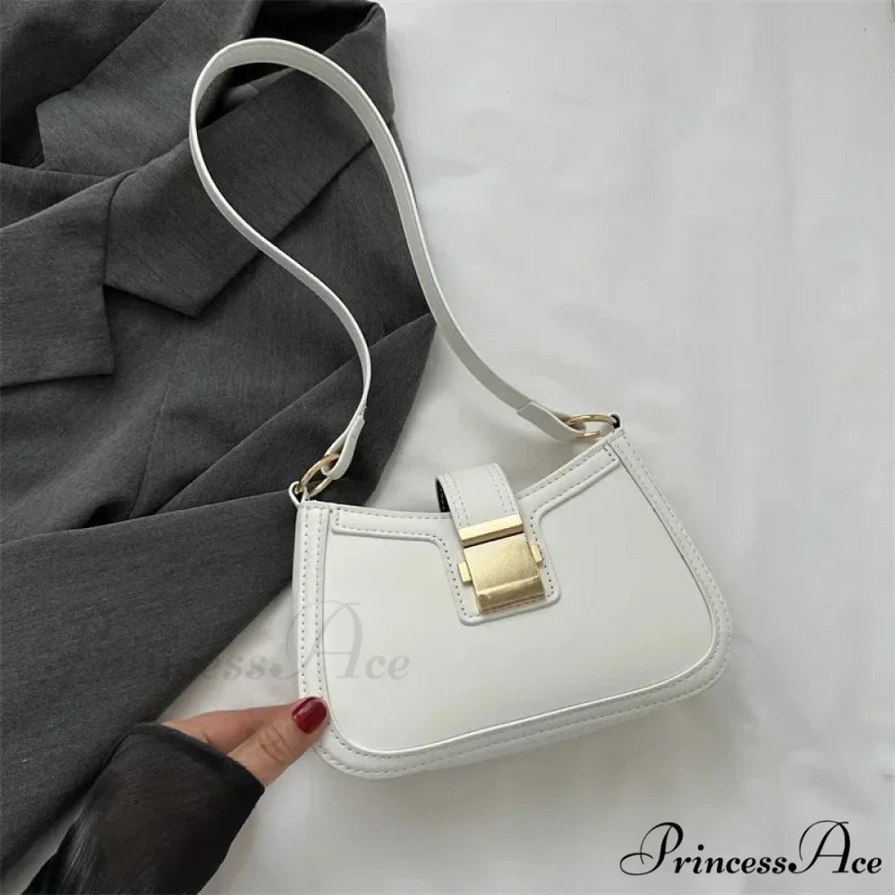 Vintage Gold Clasp Brown Shoulder Purse