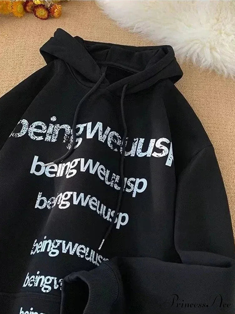 Vintage Harajuku Correspondence Design Baggy Hoodie