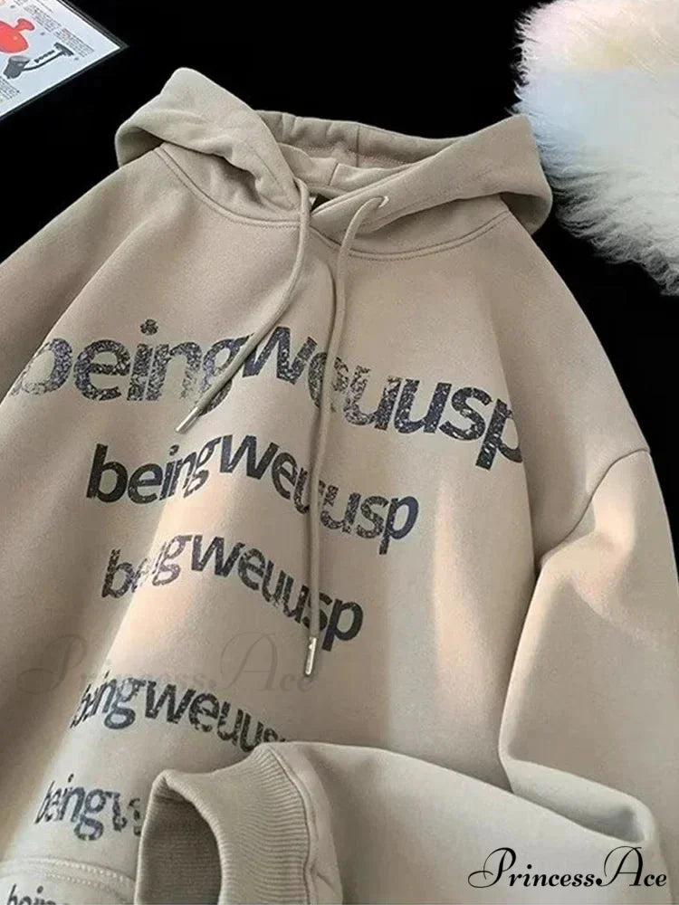 Vintage Harajuku Correspondence Design Baggy Hoodie