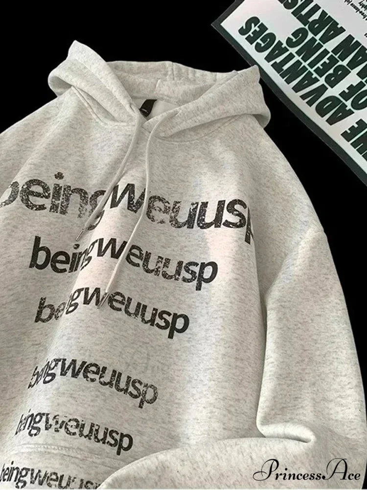 Vintage Harajuku Correspondence Design Baggy Hoodie