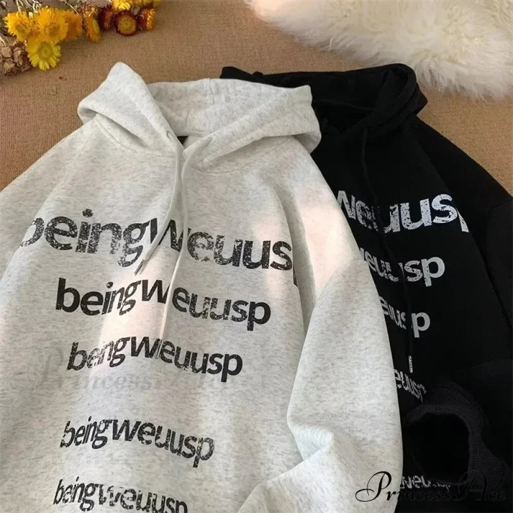 Vintage Harajuku Correspondence Design Baggy Hoodie