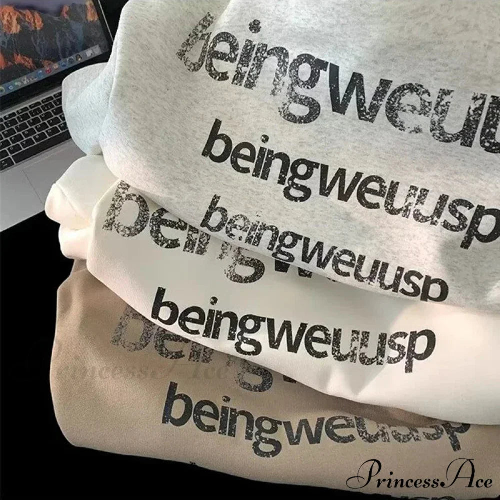 Vintage Harajuku Correspondence Design Baggy Hoodie