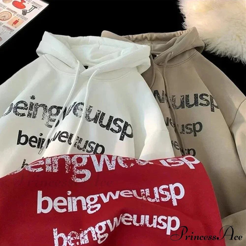 Vintage Harajuku Correspondence Design Baggy Hoodie