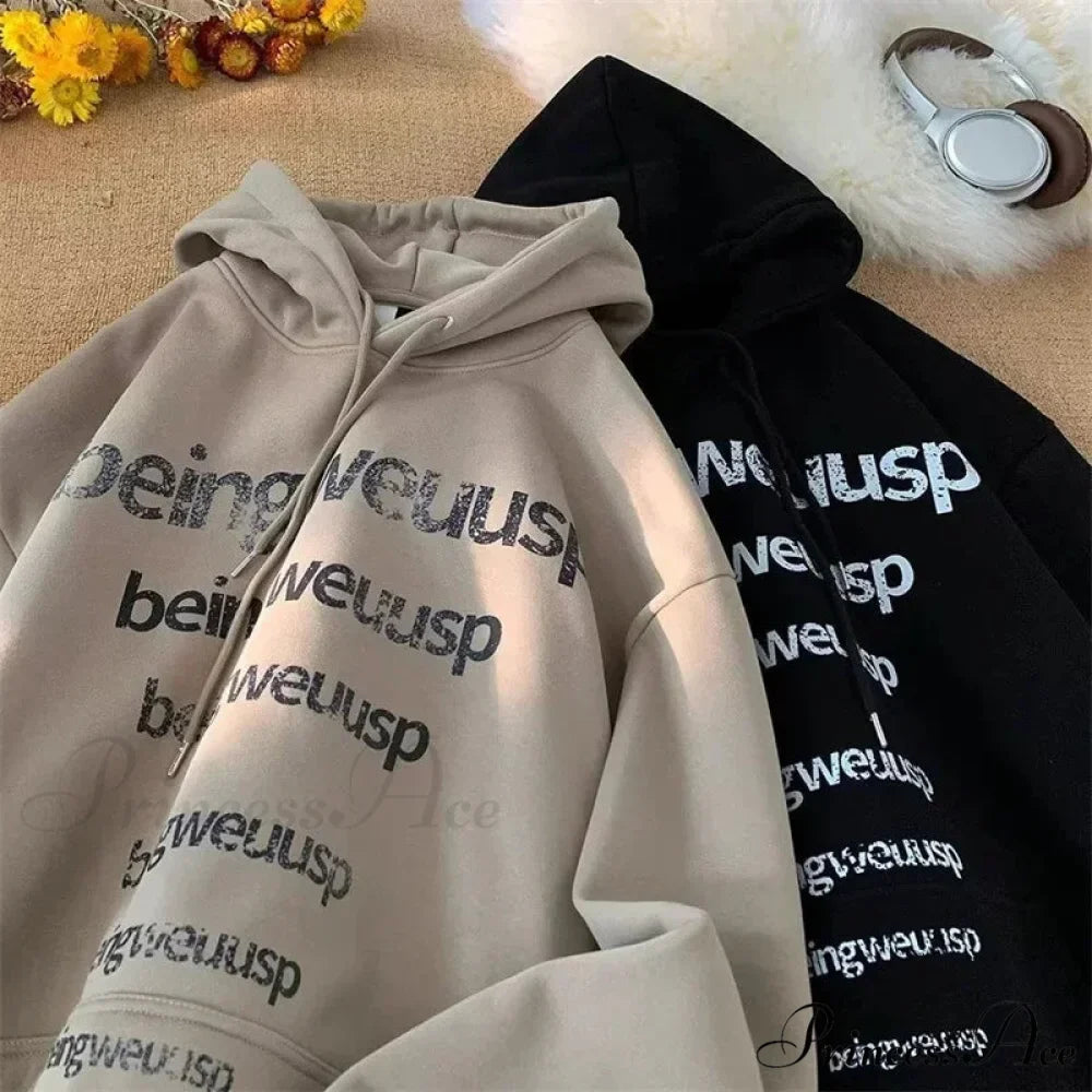 Vintage Harajuku Correspondence Design Baggy Hoodie