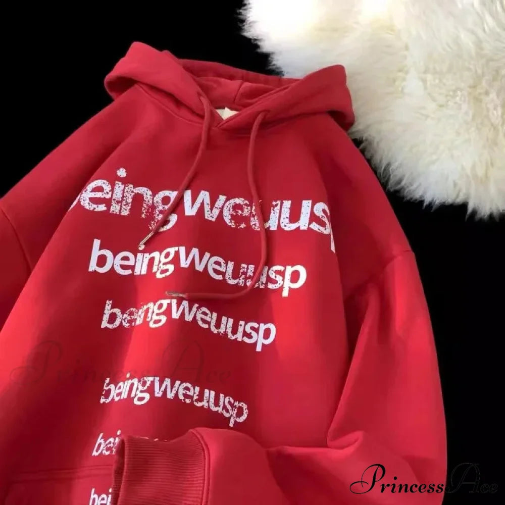 Vintage Harajuku Correspondence Design Baggy Hoodie