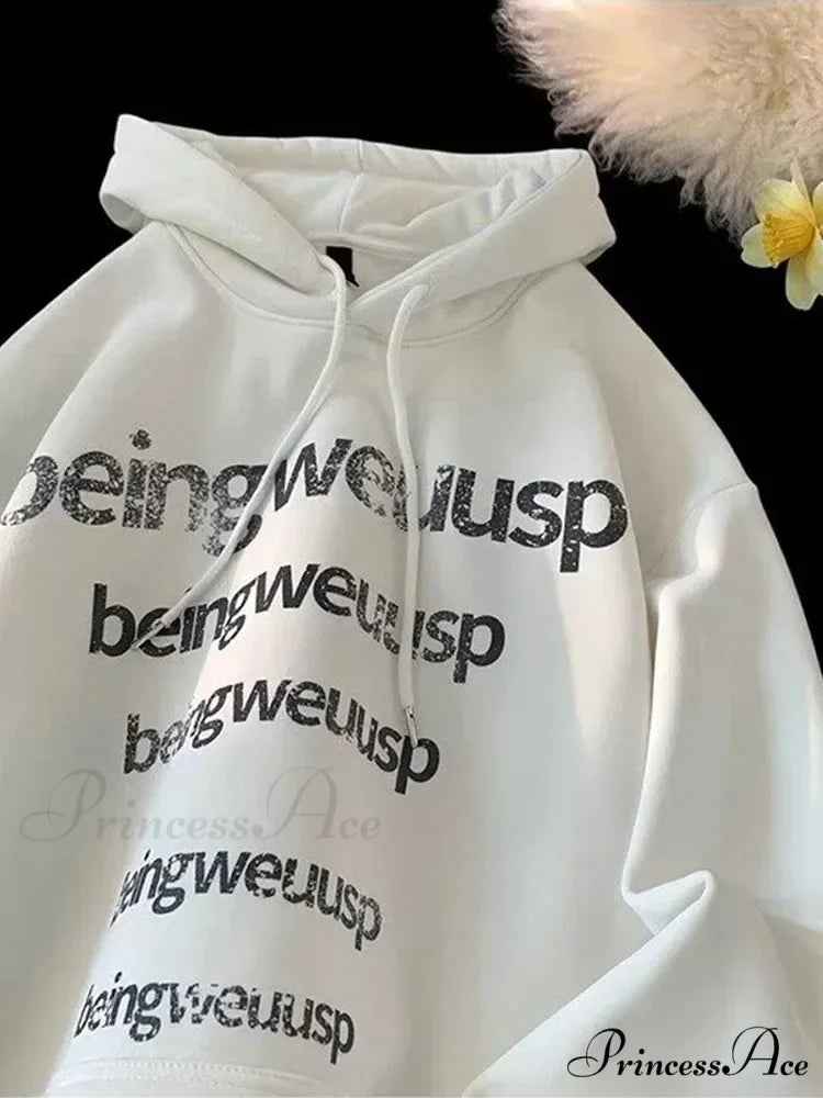 Vintage Harajuku Correspondence Design Baggy Hoodie