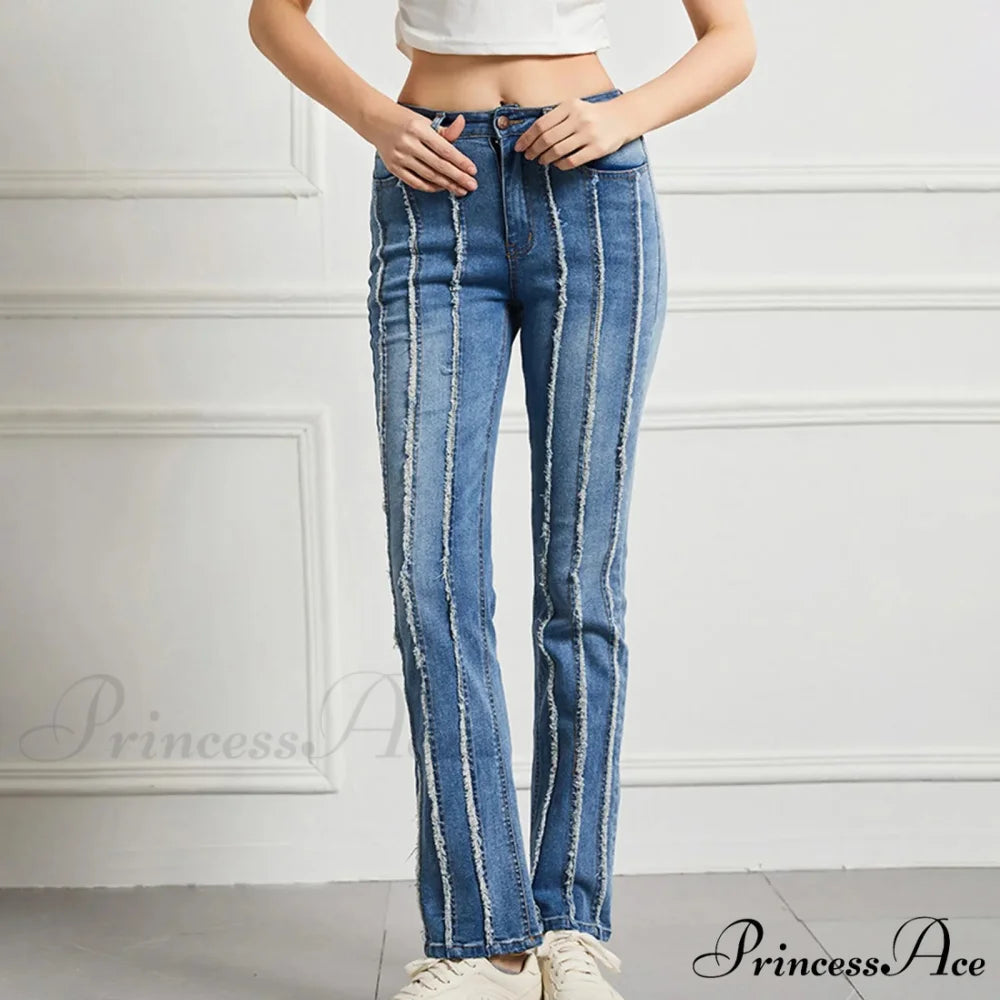 Vintage High Elastic Cargo Pantalones Jeans