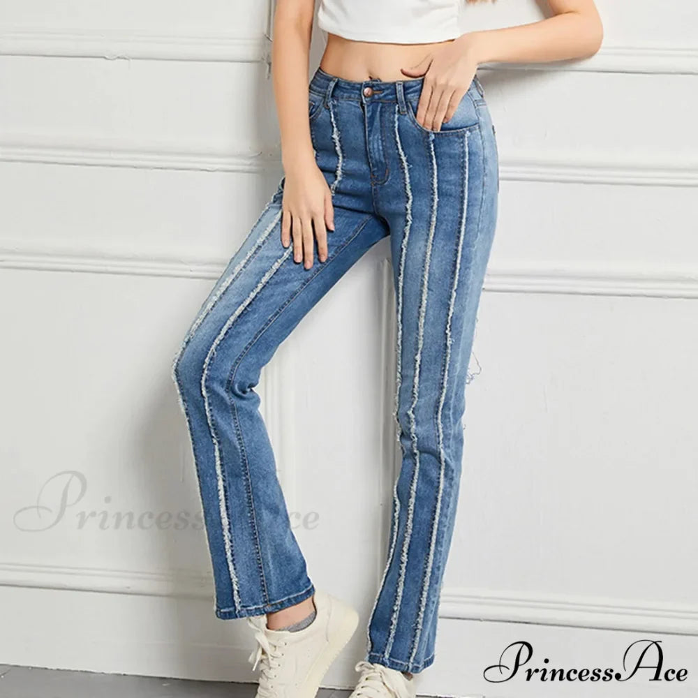 Vintage High Elastic Cargo Pantalones Jeans
