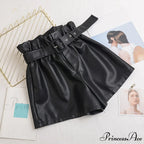 Vintage High Waist Faux Leather Shorts