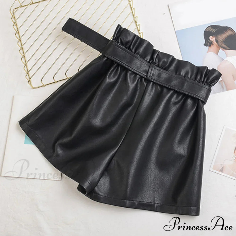 Vintage High Waist Faux Leather Shorts