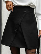 Vintage High Waist Slim Safe Front Slit Knit Korean A-Line Trendy Mini Skirt