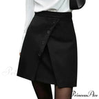 Vintage High Waist Slim Safe Front Slit Knit Korean A-Line Trendy Mini Skirt