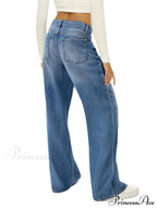 Vintage High Waist Wide Leg Blue Baggy Streetwear Harajuku Straight Fashionable Casual Elegant Stylish Jean