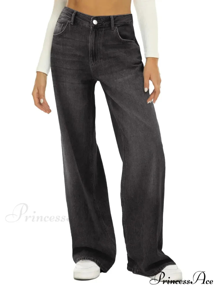 Vintage High Waist Wide Leg Blue Baggy Streetwear Harajuku Straight Fashionable Casual Elegant Stylish Jean