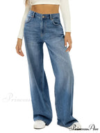 Vintage High Waist Wide Leg Blue Baggy Streetwear Harajuku Straight Fashionable Casual Elegant Stylish Jean