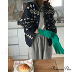 Vintage Hooded Jacquard Cardigan