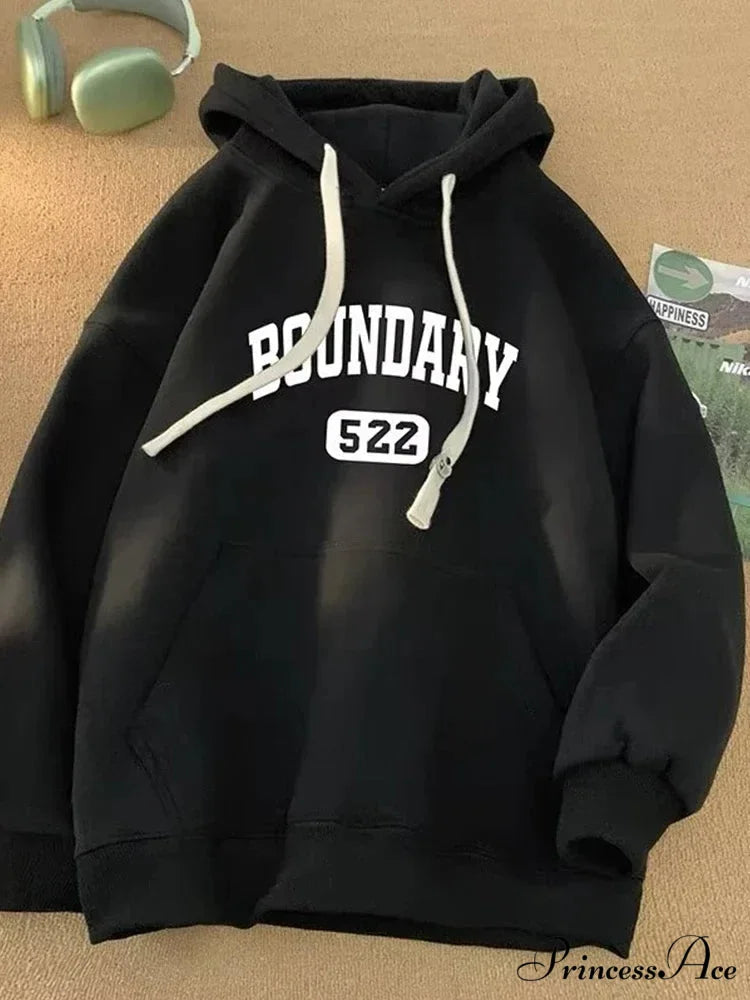 Vintage Informal Main Road Alphabet Hoodie