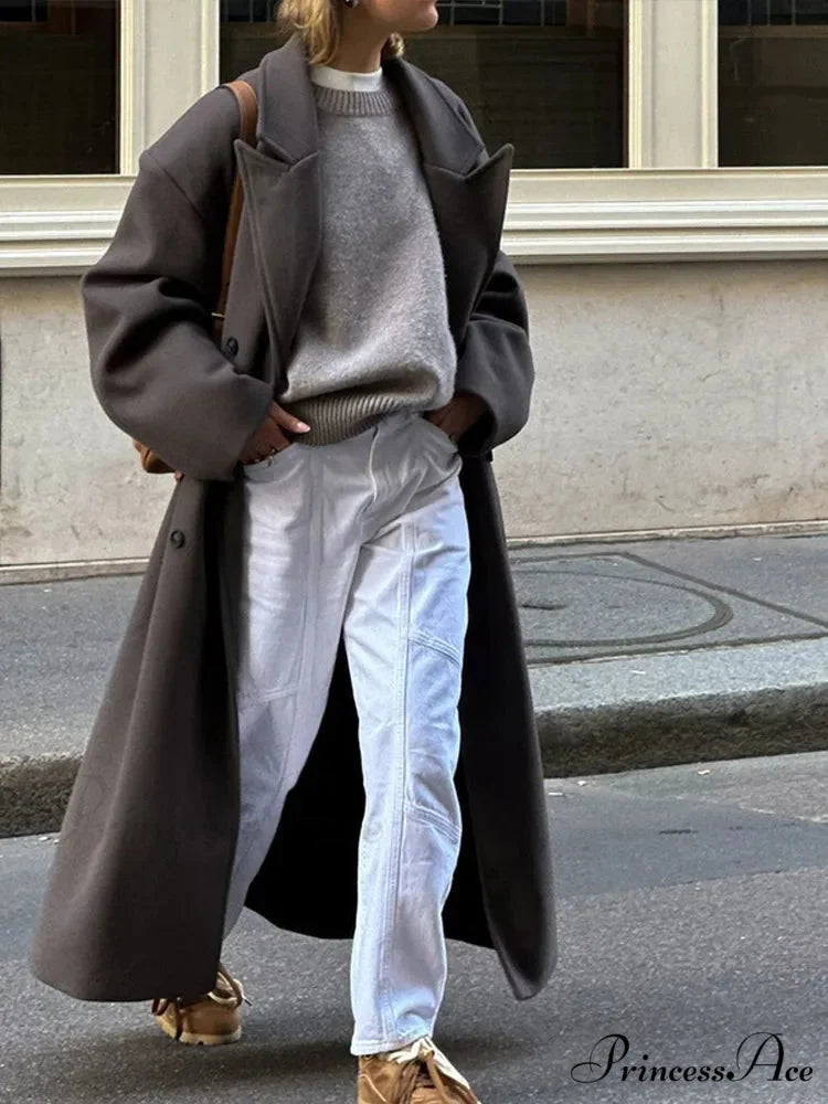 Vintage Informal Woolen Extended Coat