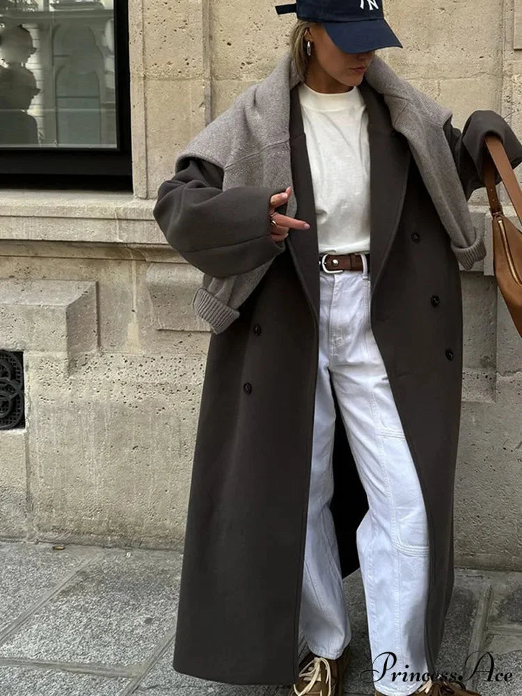 Vintage Informal Woolen Extended Coat