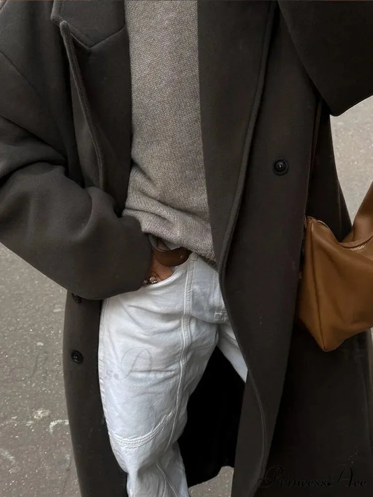 Vintage Informal Woolen Extended Coat