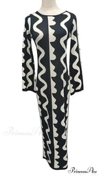 Vintage Knitted Long Sleeve Maxi Dress