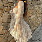 Vintage Lace Corset Long Sleeve Mini Dress