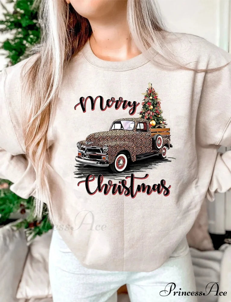Vintage Leopard Truck Gothic Christmas Hoodie