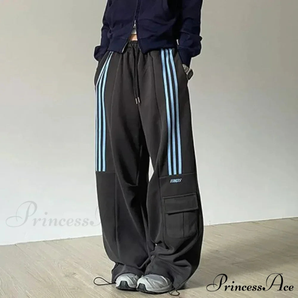 Vintage Lethargic Stripes Broad Leg Trousers