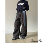 Vintage Lethargic Stripes Broad Leg Trousers