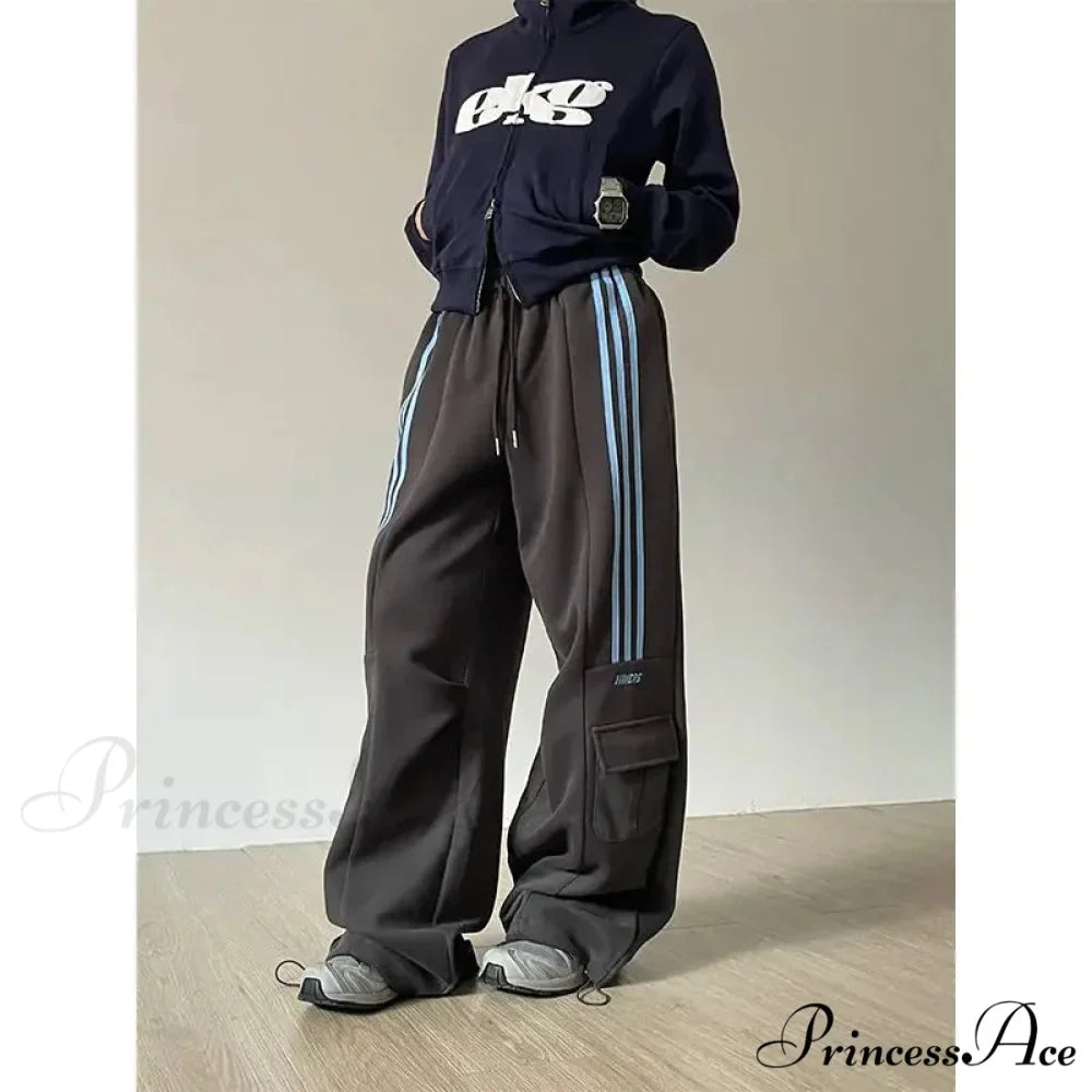 Vintage Lethargic Stripes Broad Leg Trousers