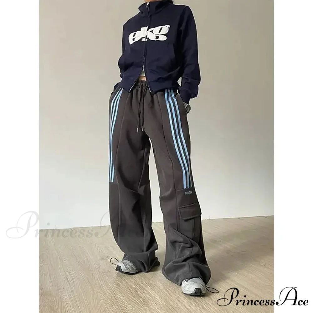 Vintage Lethargic Stripes Broad Leg Trousers