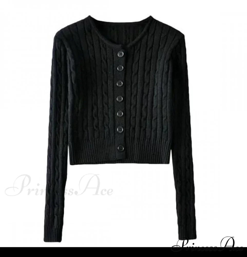 Vintage Long Sleeve Slim Knitted Cardigan