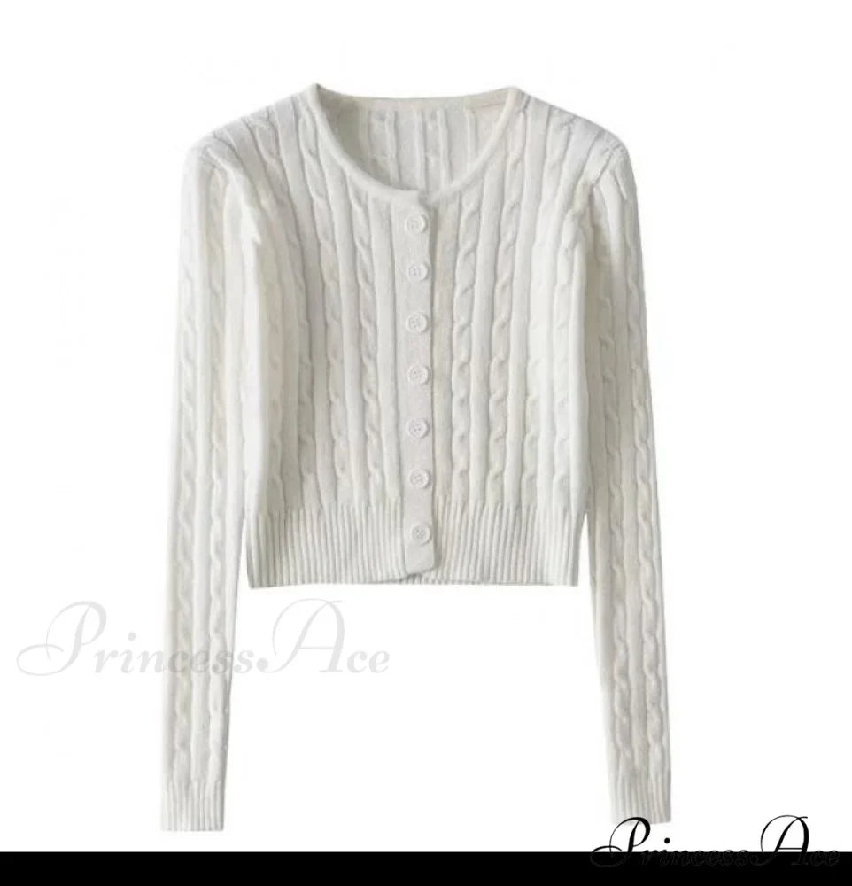Vintage Long Sleeve Slim Knitted Cardigan