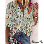 Vintage Loose Stamens Print Blouses