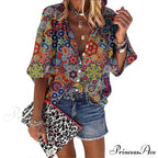 Vintage Loose Stamens Print Blouses