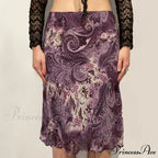 Vintage Mesh Purple Skirt Low Waist Aesthetic Outfits
