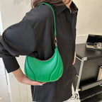 Vintage Monochromatic Saddle Leather Shoulder Bag