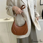 Vintage Monochromatic Saddle Leather Shoulder Bag