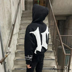 Vintage Patch Dark Cotton Hoodie