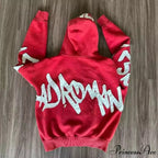 Vintage Patched Letter Zip Hoodie