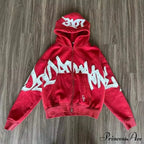 Vintage Patched Letter Zip Hoodie